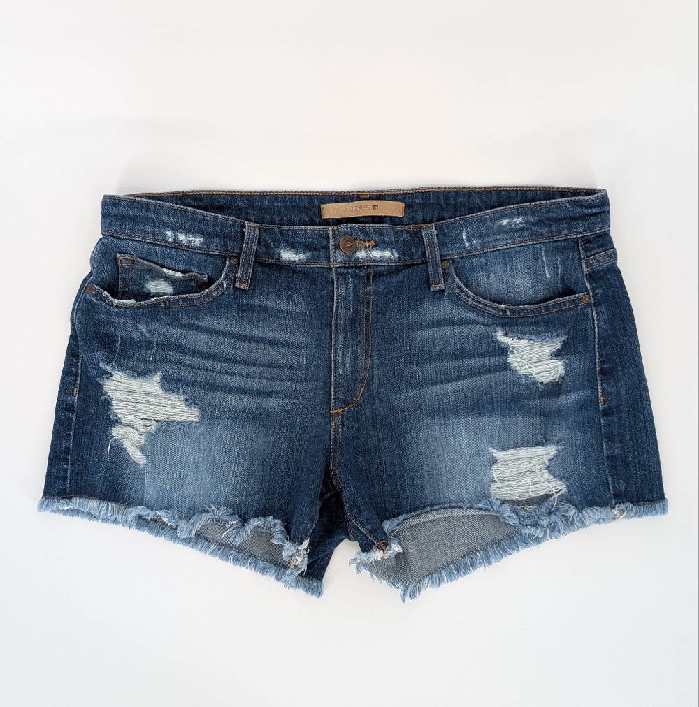 Joe's Jeans Destroyed Cutoff Denim Shorts | Size 31 | Medium Wash Stretch Summer